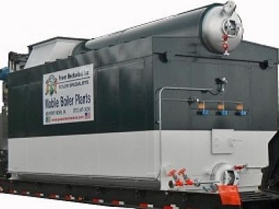 trailer mounted watertube 75000 PPH boiler with white background